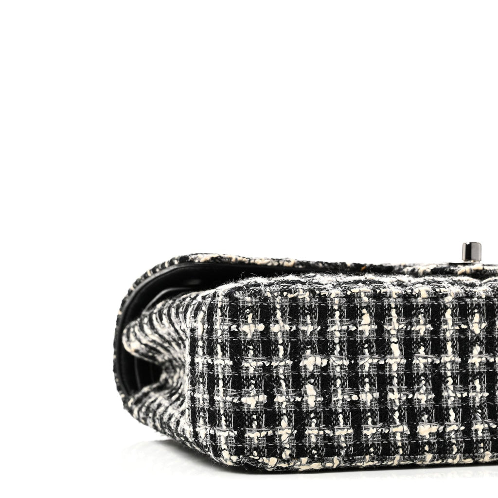 Tweed Quilted Medium Double Flap Black