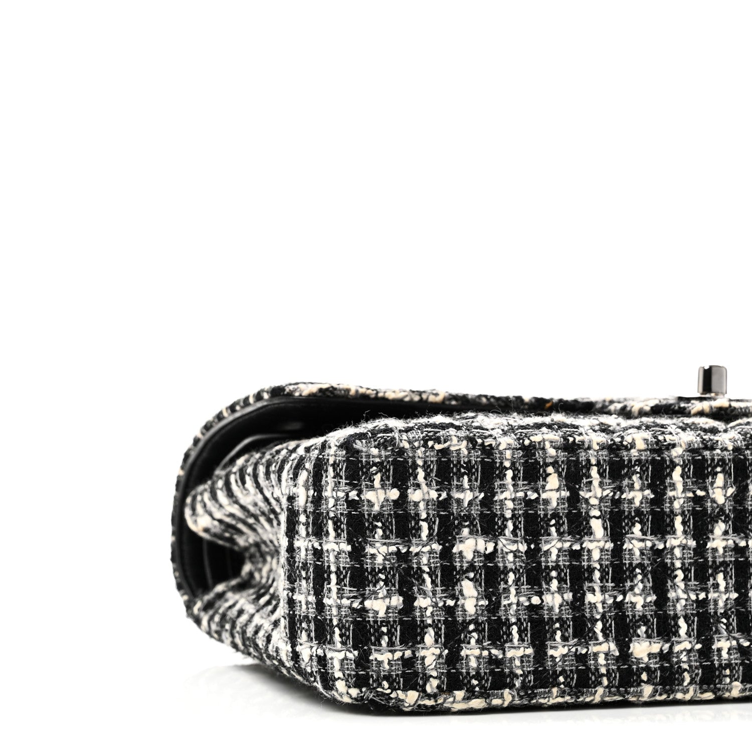 Tweed Quilted Medium Double Flap Black