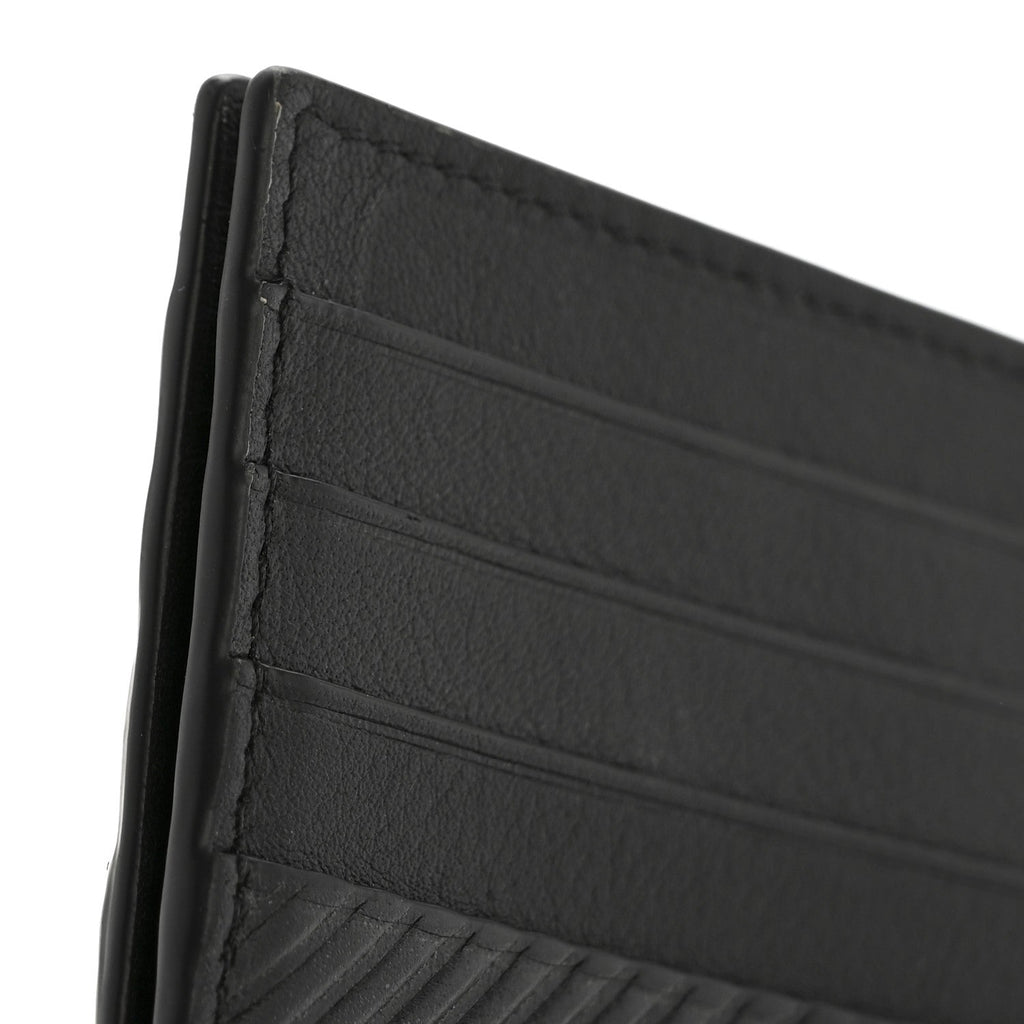 Textured Calfskin Plain Cardholder Black
