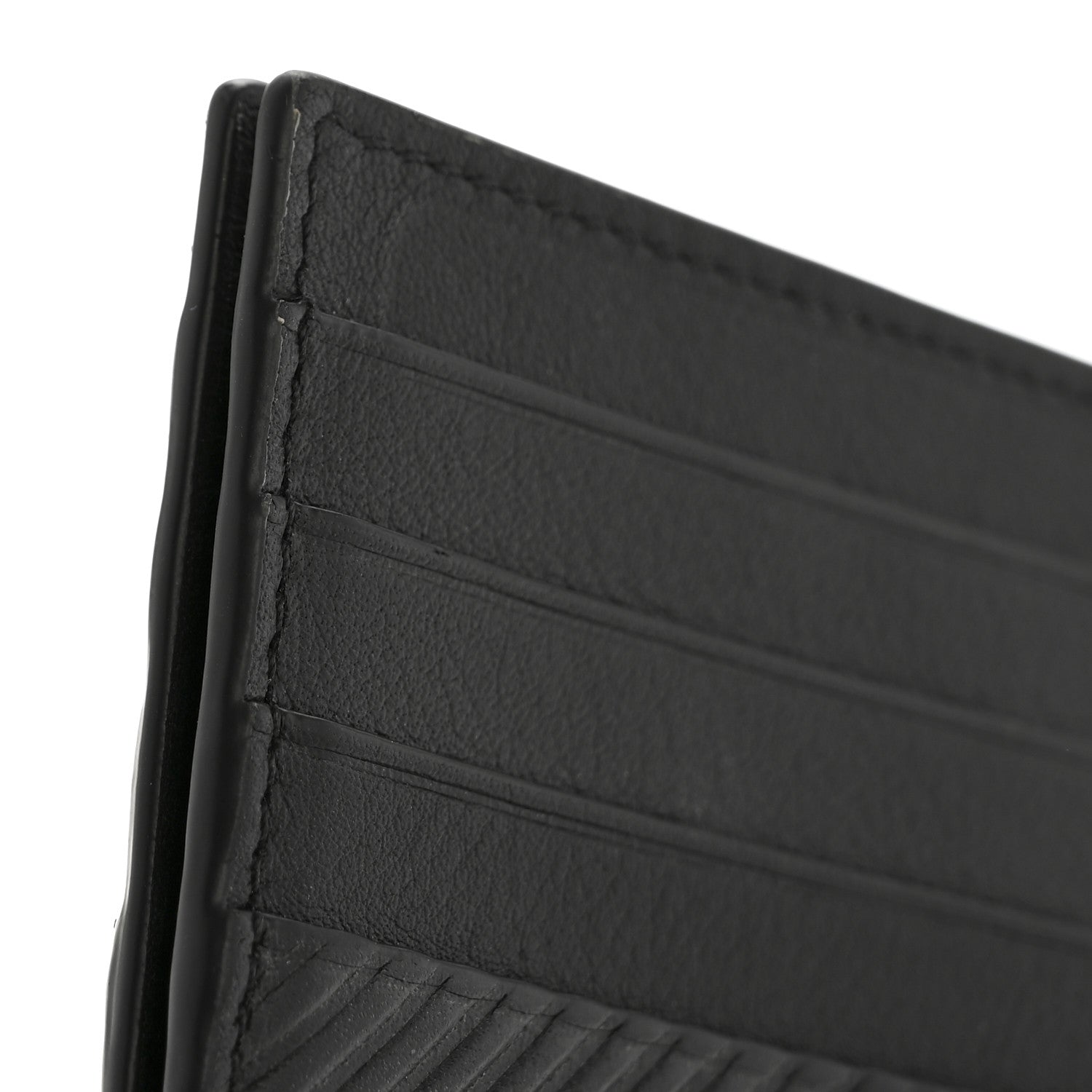 Textured Calfskin Plain Cardholder Black