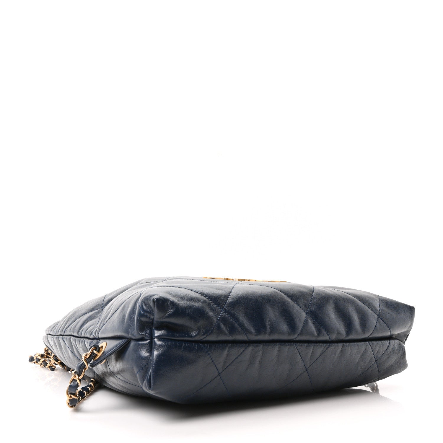 Shiny Calfskin Quilted Chanel 22 Backpack Dark Blue