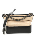 Aged Calfskin Quilted Medium Gabrielle Hobo Beige Black