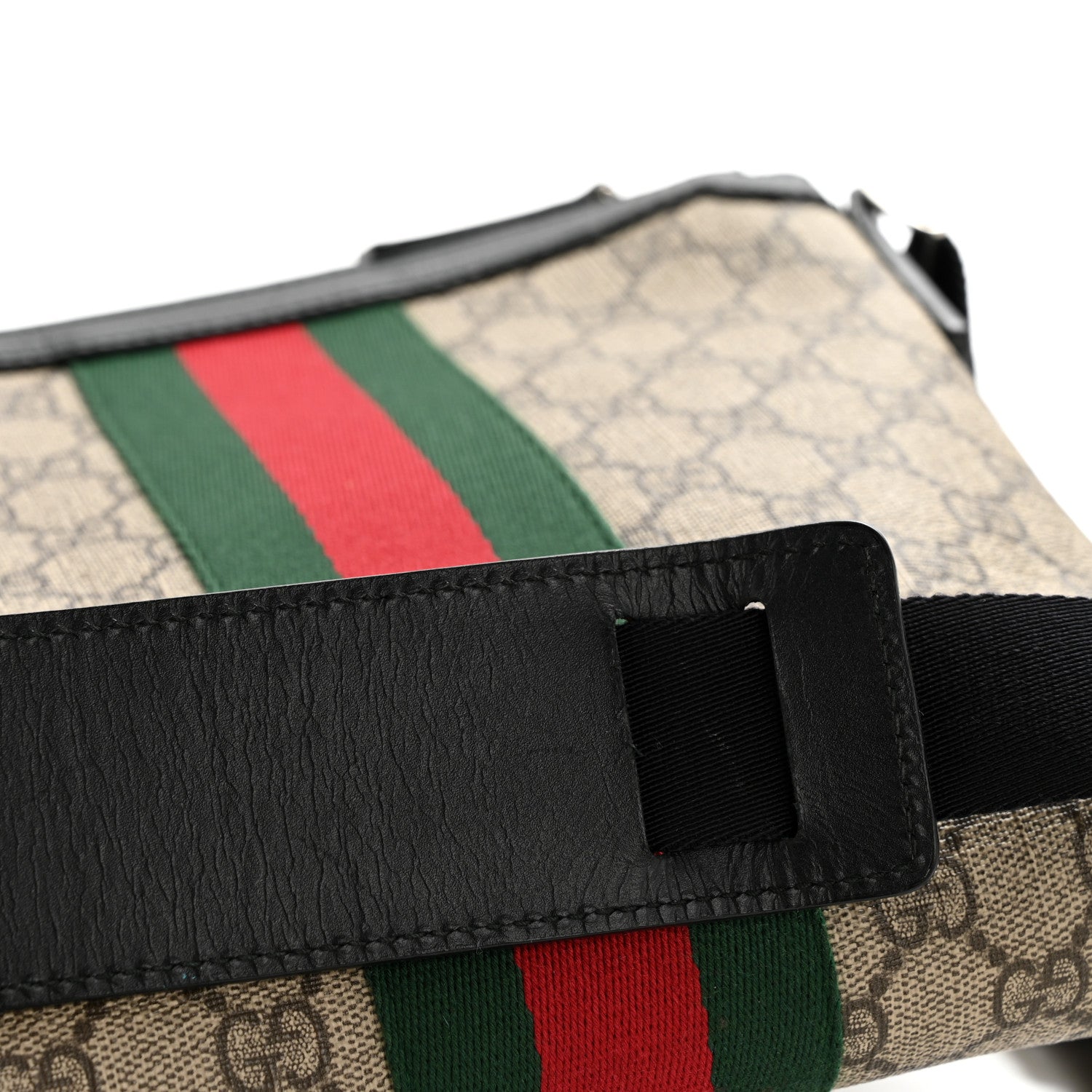 GG Supreme Monogram Web Messenger Bag Black