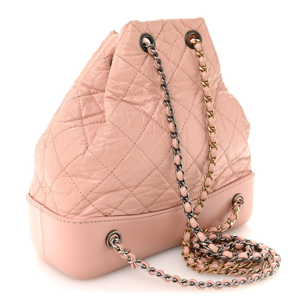 Aged Calfskin Quilted Small Gabrielle Backpack Pink