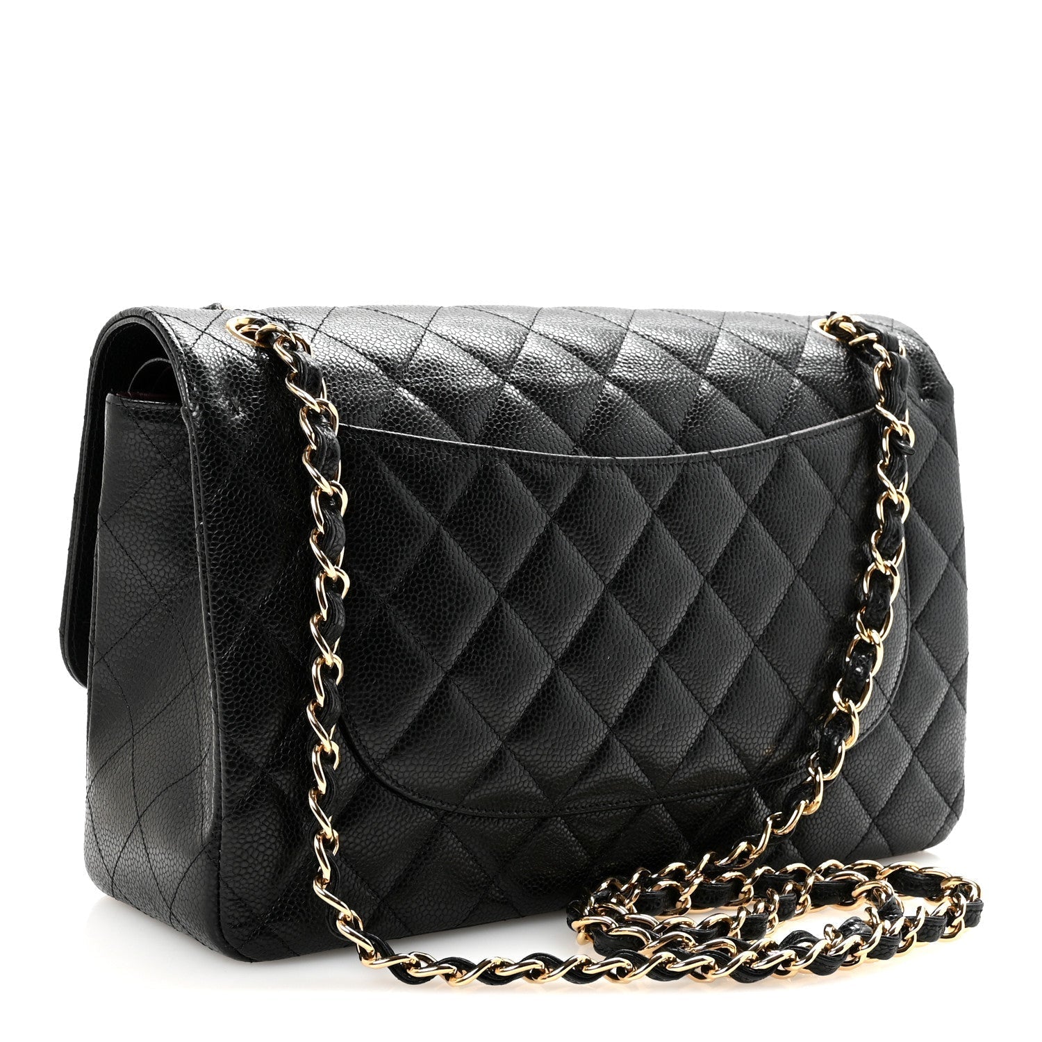 Caviar Quilted Jumbo Double Flap Black