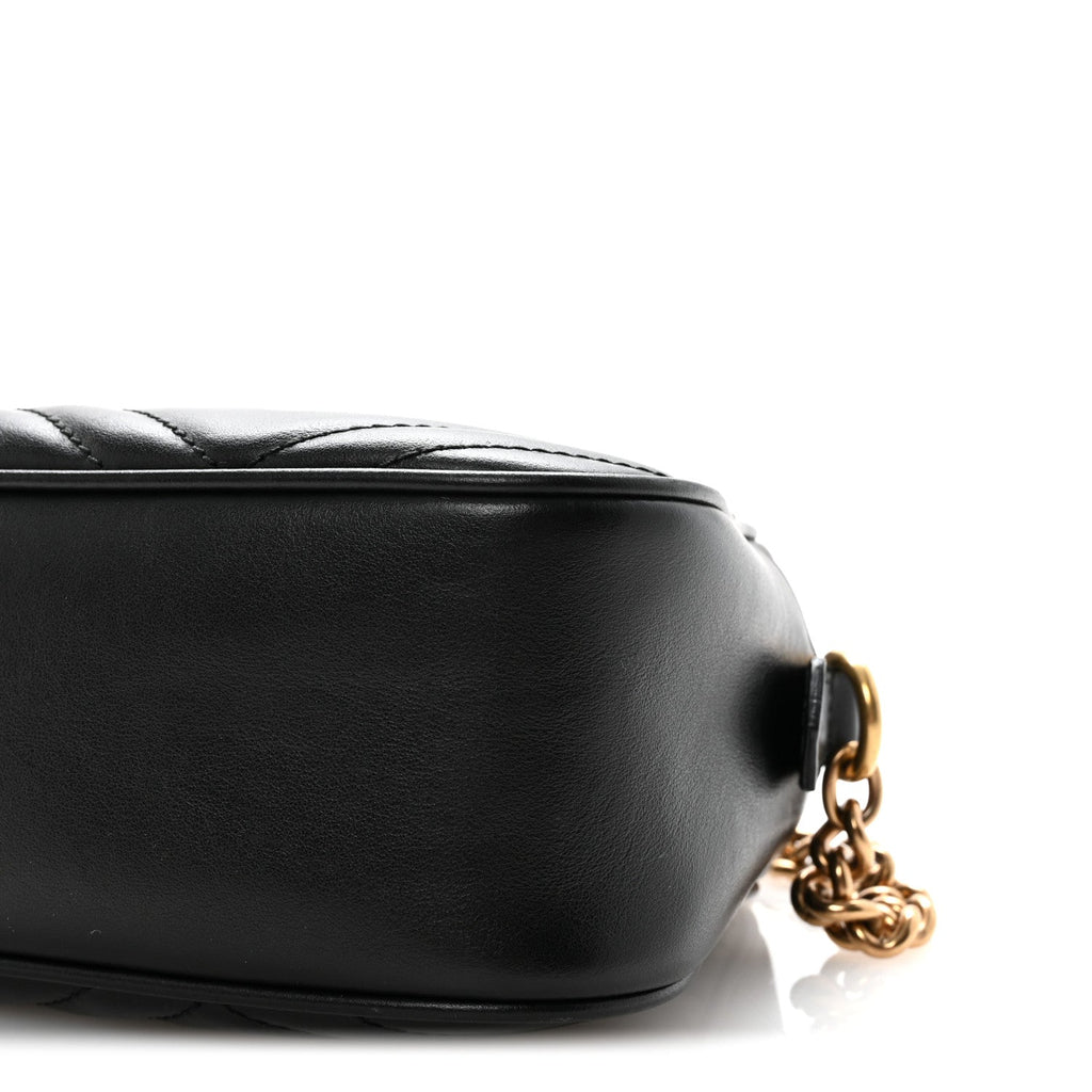 Calfskin Matelasse Small GG Marmont Chain Shoulder Bag Black