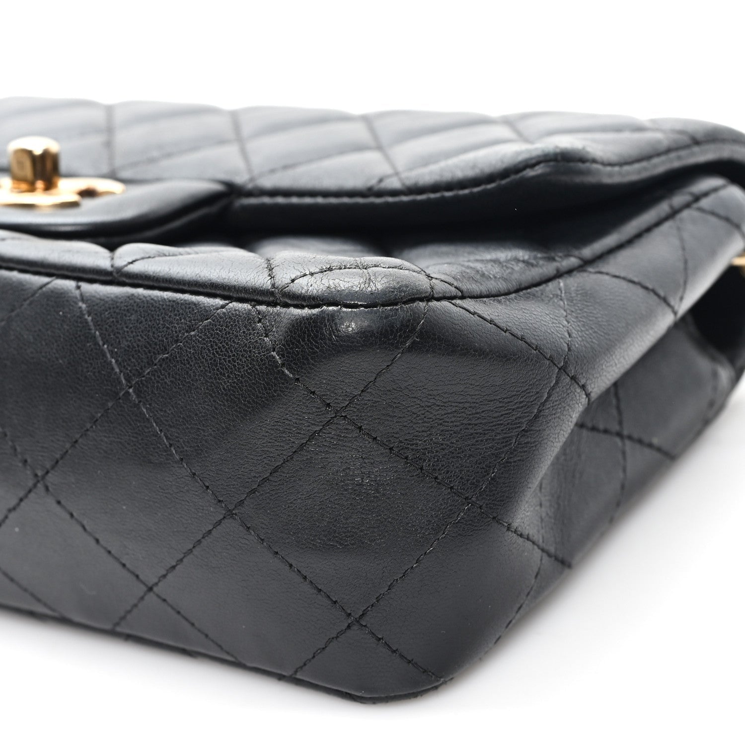 Lambskin Quilted Mini Rectangular Flap Black