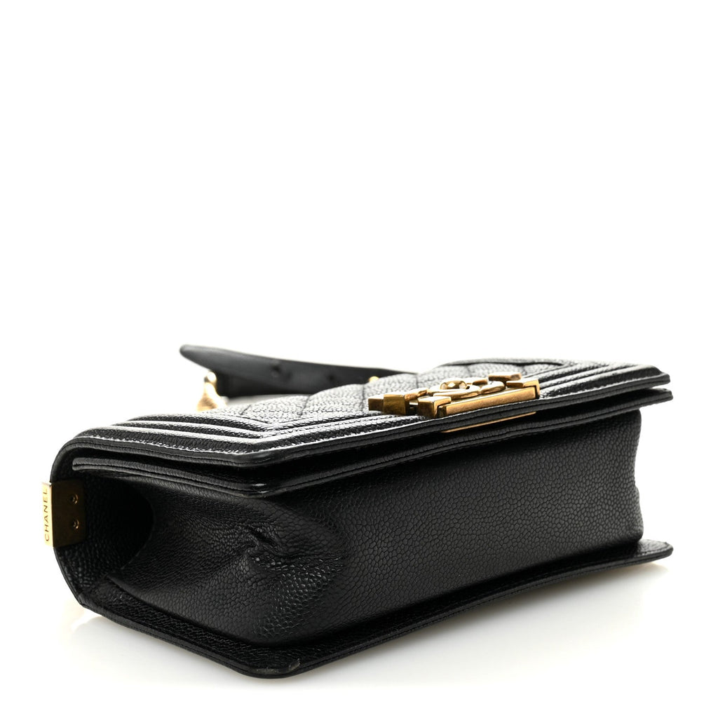 Caviar Quilted Small Boy Flap Black