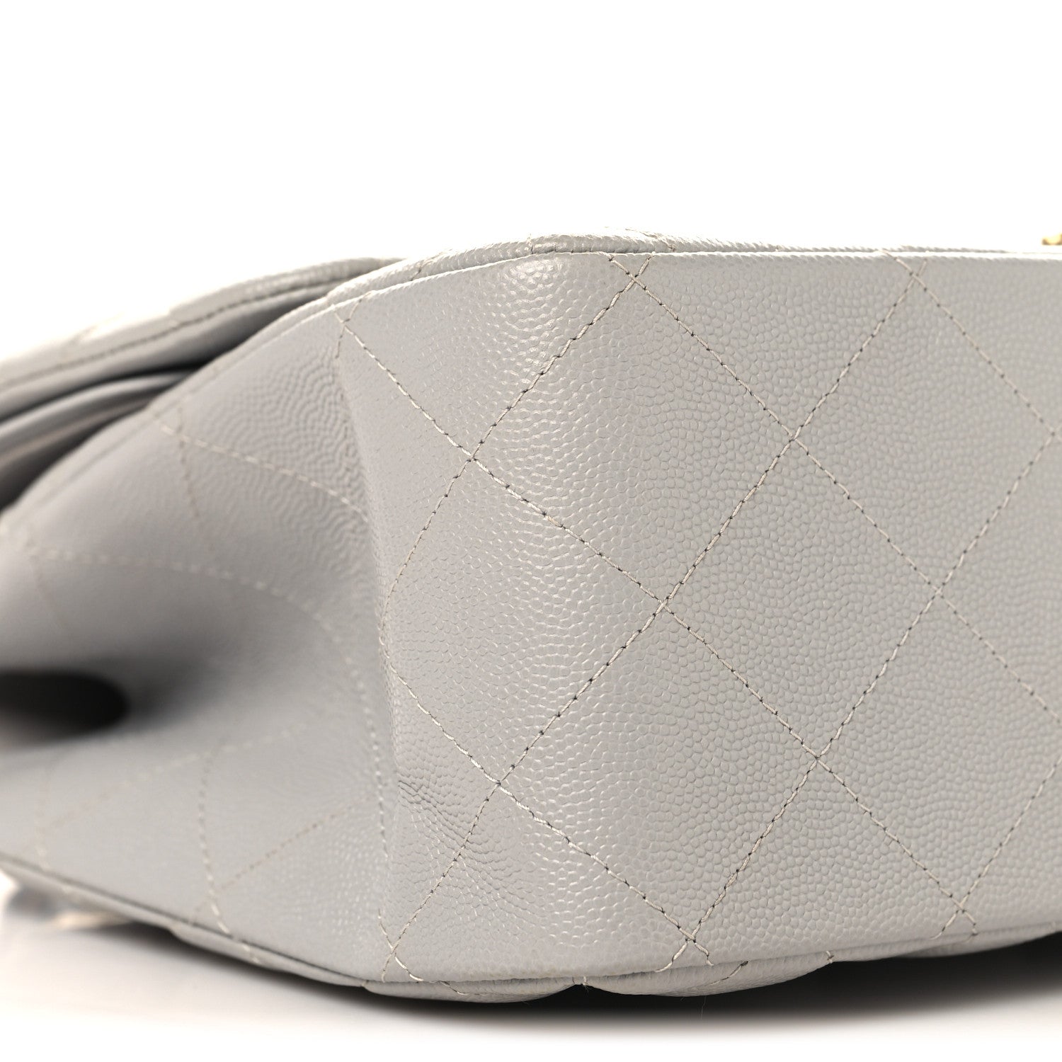 Caviar Quilted Jumbo Double Flap Grey