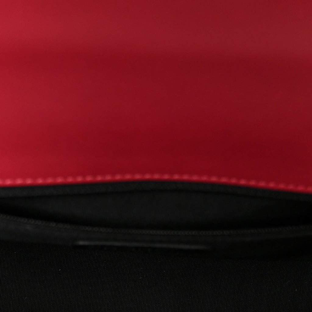 Calfskin Chevron Quilted Large Chain Boy Flap Red