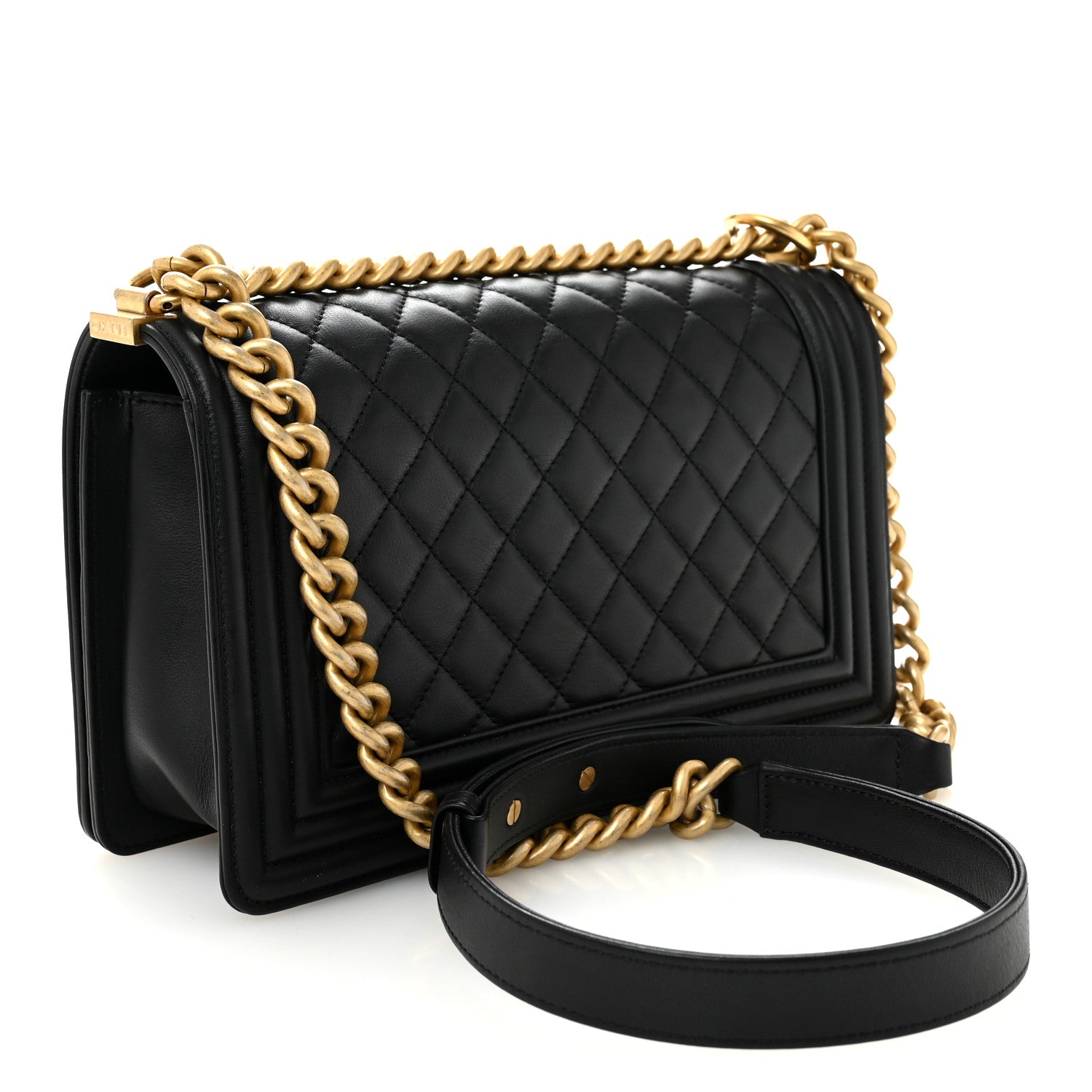 Calfskin Quilted Medium Boy Flap Black