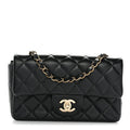 Lambskin Quilted Mini Rectangular Flap Black