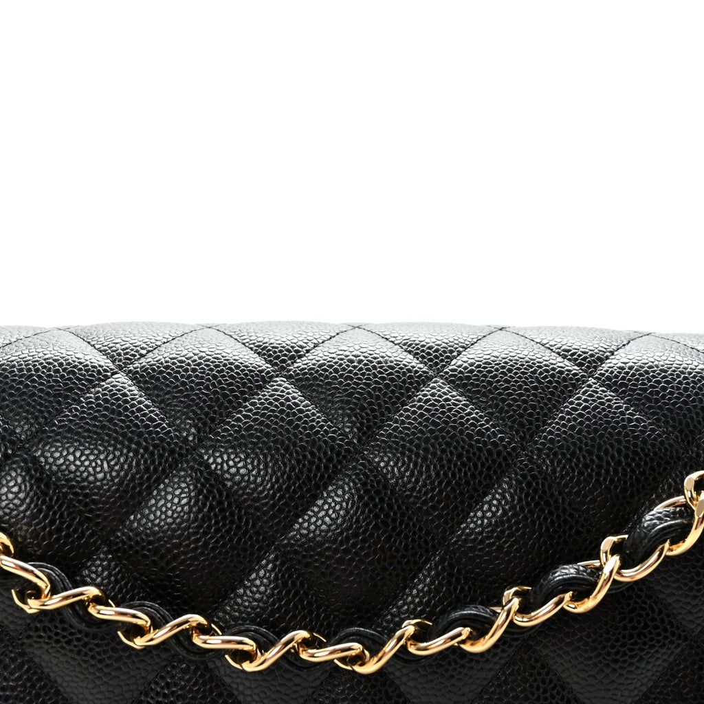 Caviar Quilted Jumbo Double Flap Black