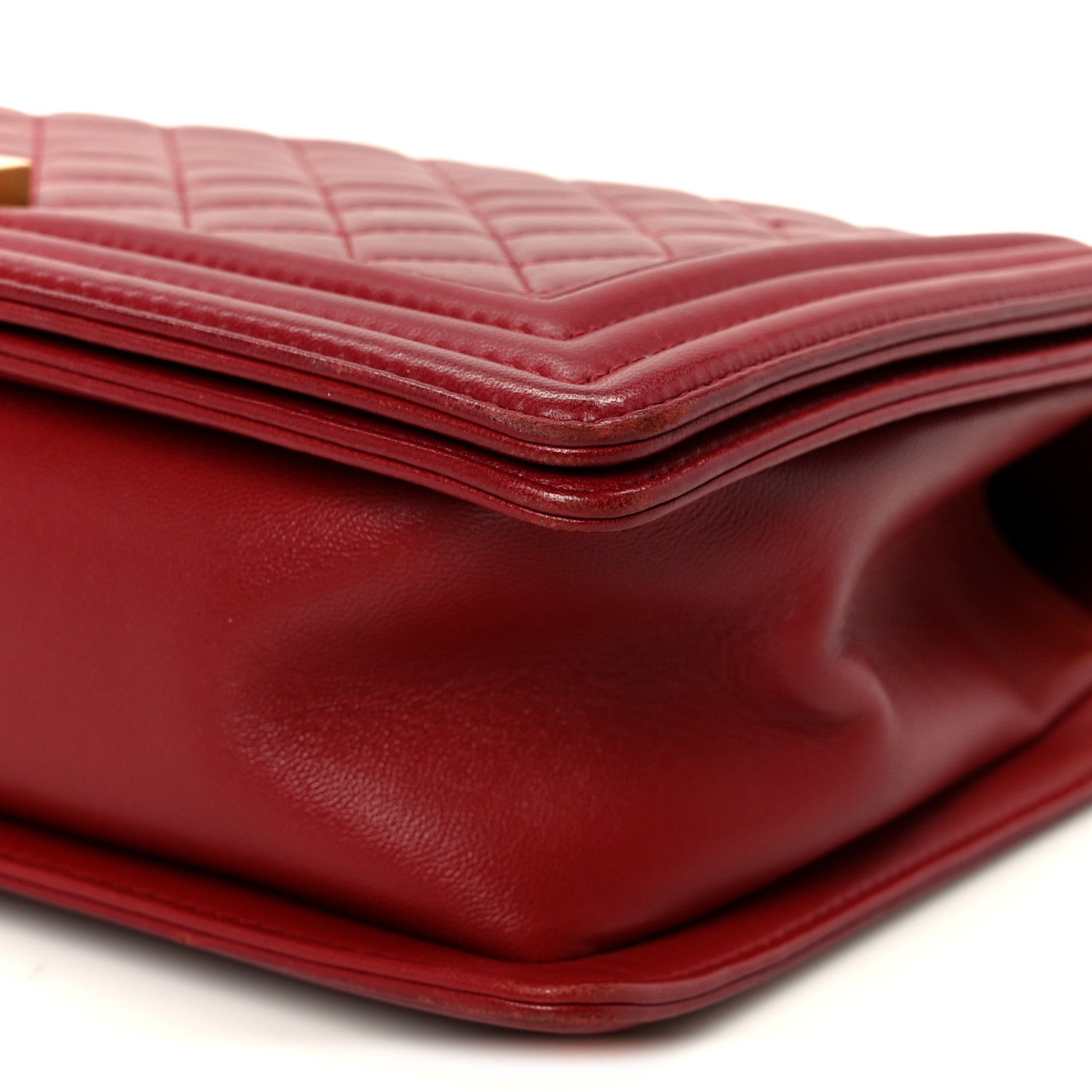 Lambskin Quilted New Medium Boy Flap Dark Red