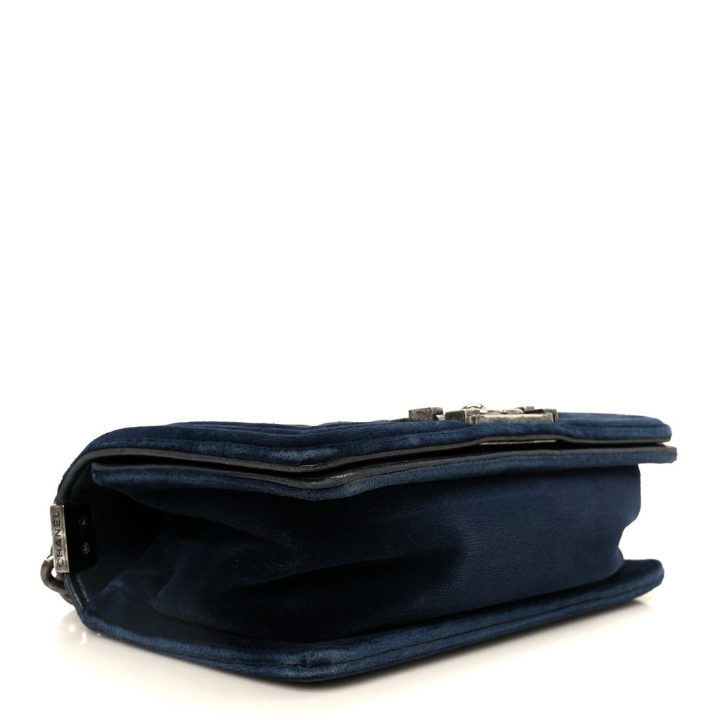 Velvet Quilted Small Boy Flap Blue