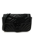Calfskin Matelasse Monochrome Mini GG Marmont Shoulder Bag Black