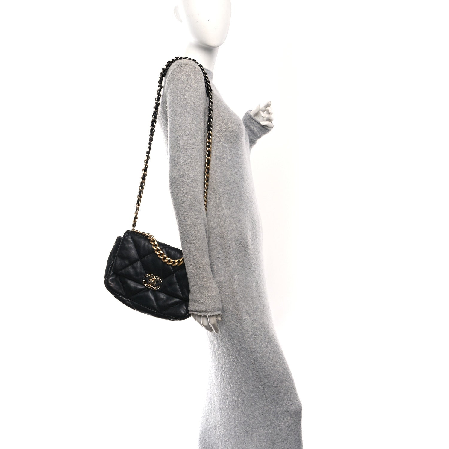 Lambskin Quilted Medium Chanel 19 Flap Black