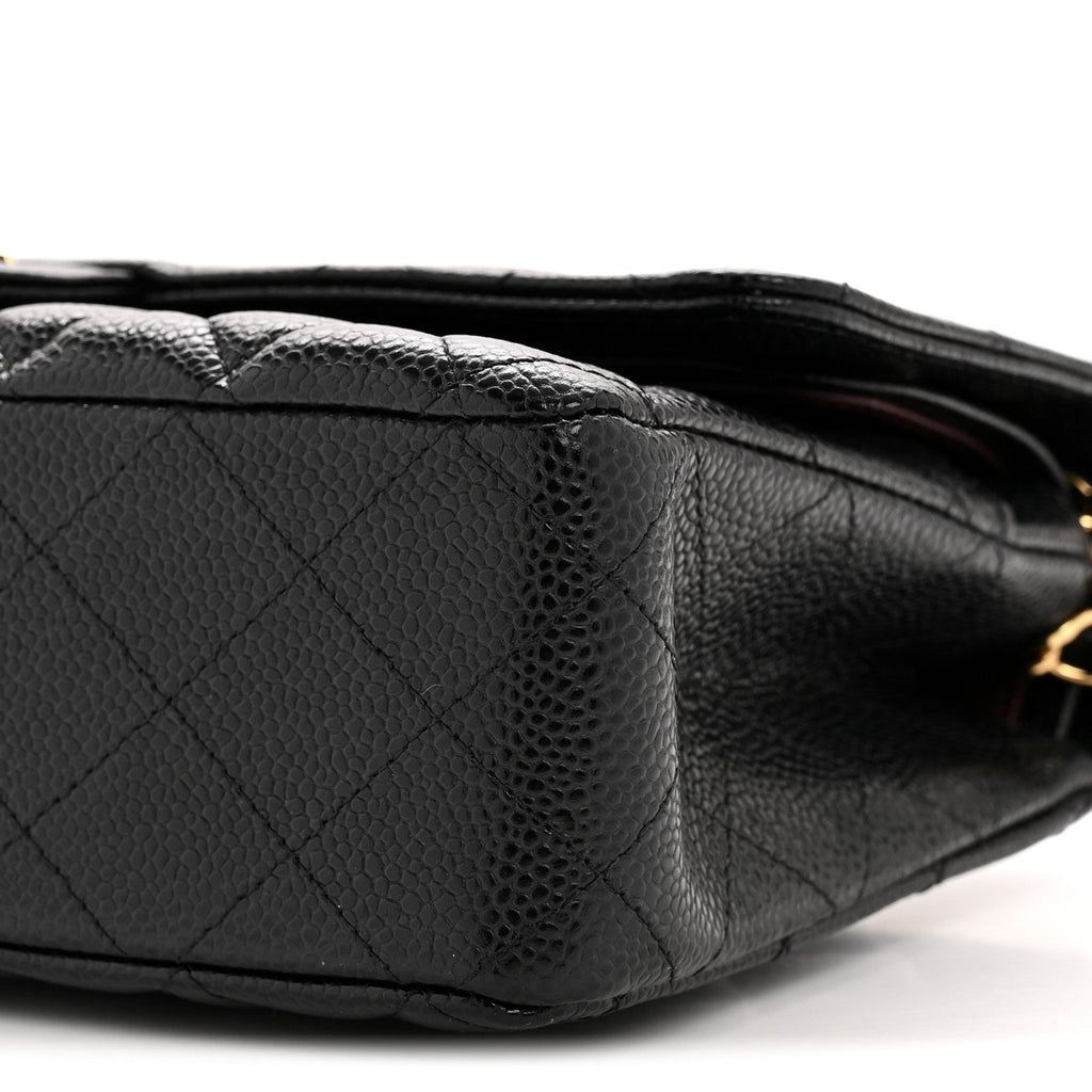 Caviar Quilted Medium Double Flap Black