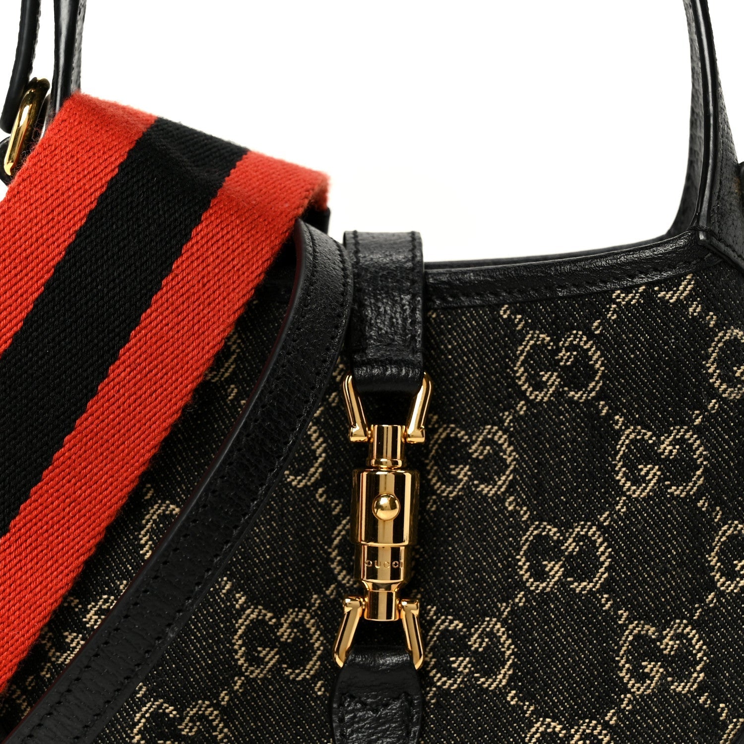 Jacquard Denim GG Monogram Small Jackie 1961 Hobo Black Ivory