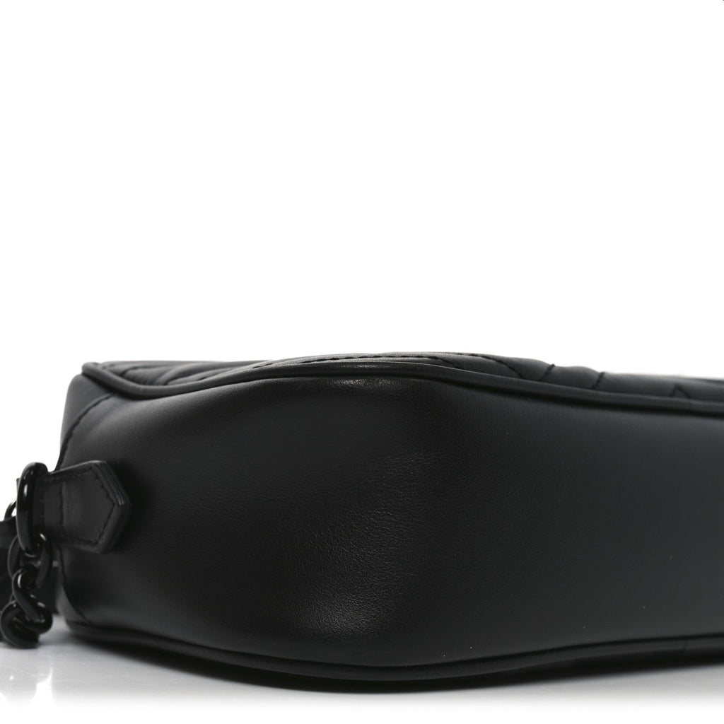 Calfskin Matelasse Monochrome Small GG Marmont Chain Shoulder Bag Black