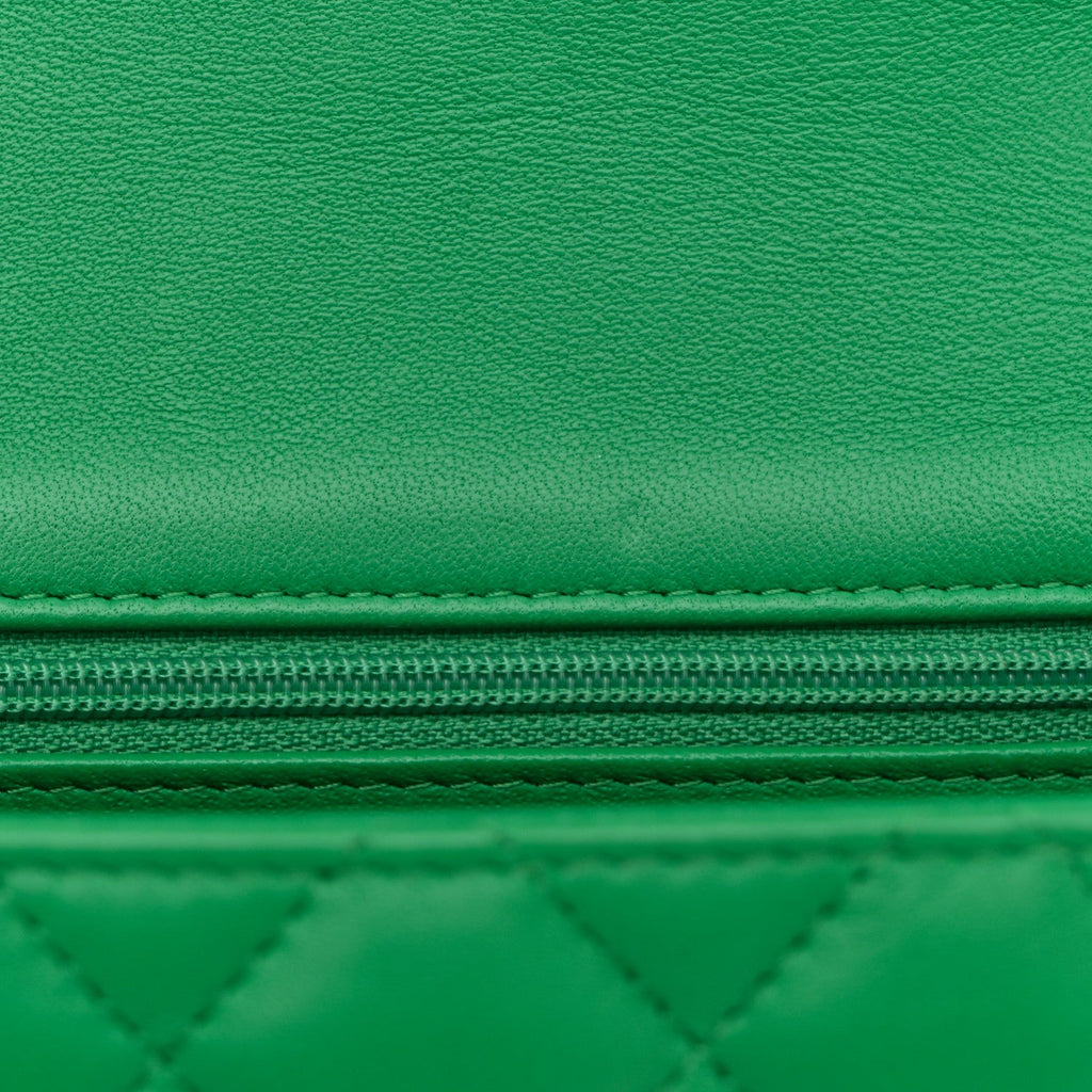 Lambskin Quilted Mini Square Flap Green