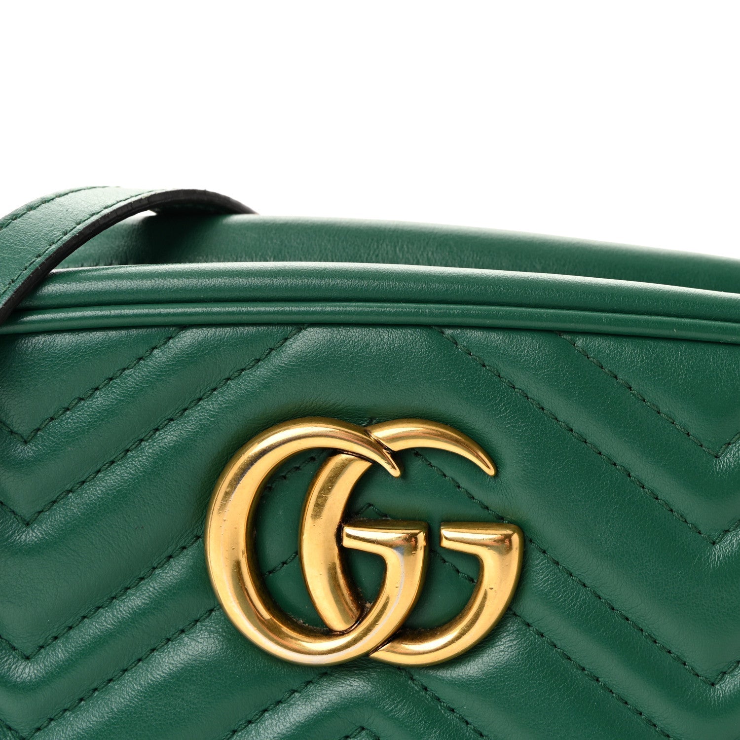 Calfskin Matelasse Small GG Marmont Chain Shoulder Bag Emerald Green