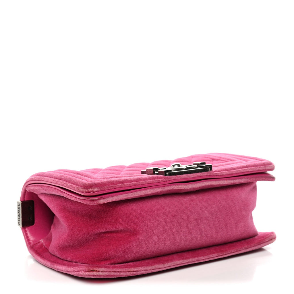 Velvet Quilted Small Boy Flap Fuchsia