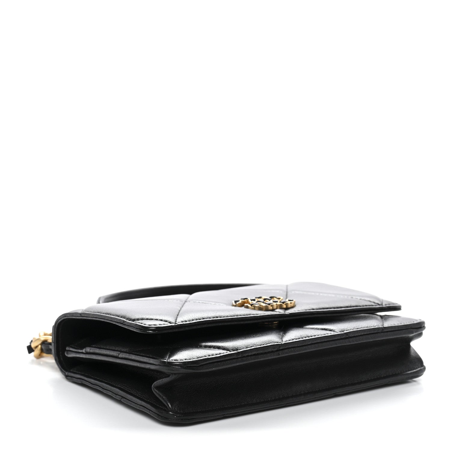 Lambskin Quilted Chanel 19 Wallet On Chain WOC Black