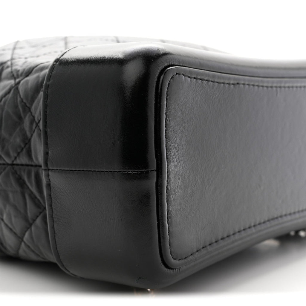 Aged Calfskin Quilted Small Gabrielle Backpack Black