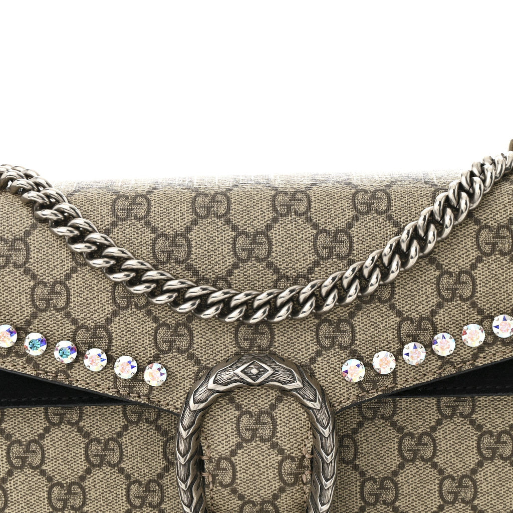 GG Supreme Monogram Crystal Small Dionysus Shoulder Bag Black