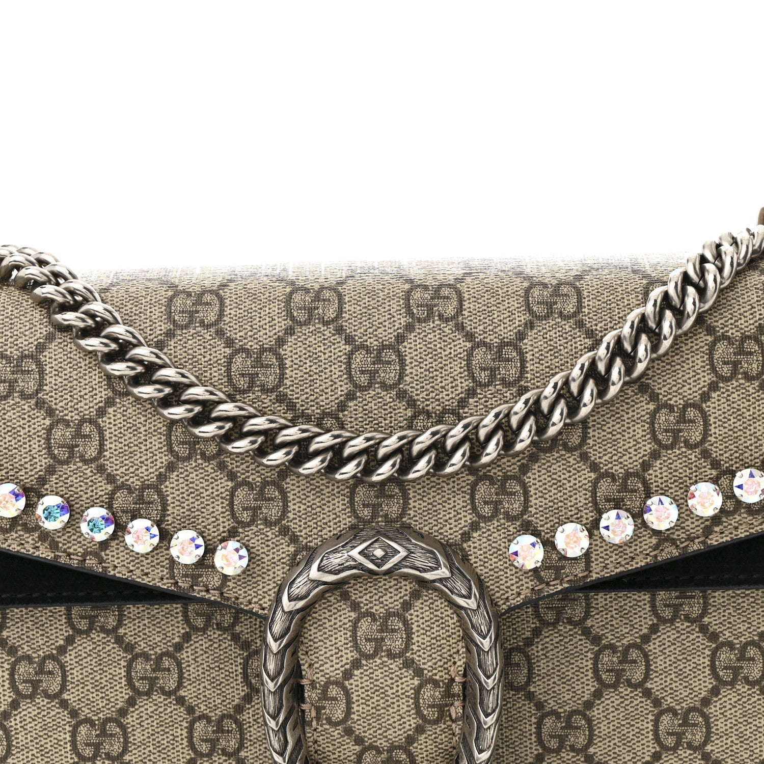 GG Supreme Monogram Crystal Small Dionysus Shoulder Bag Black