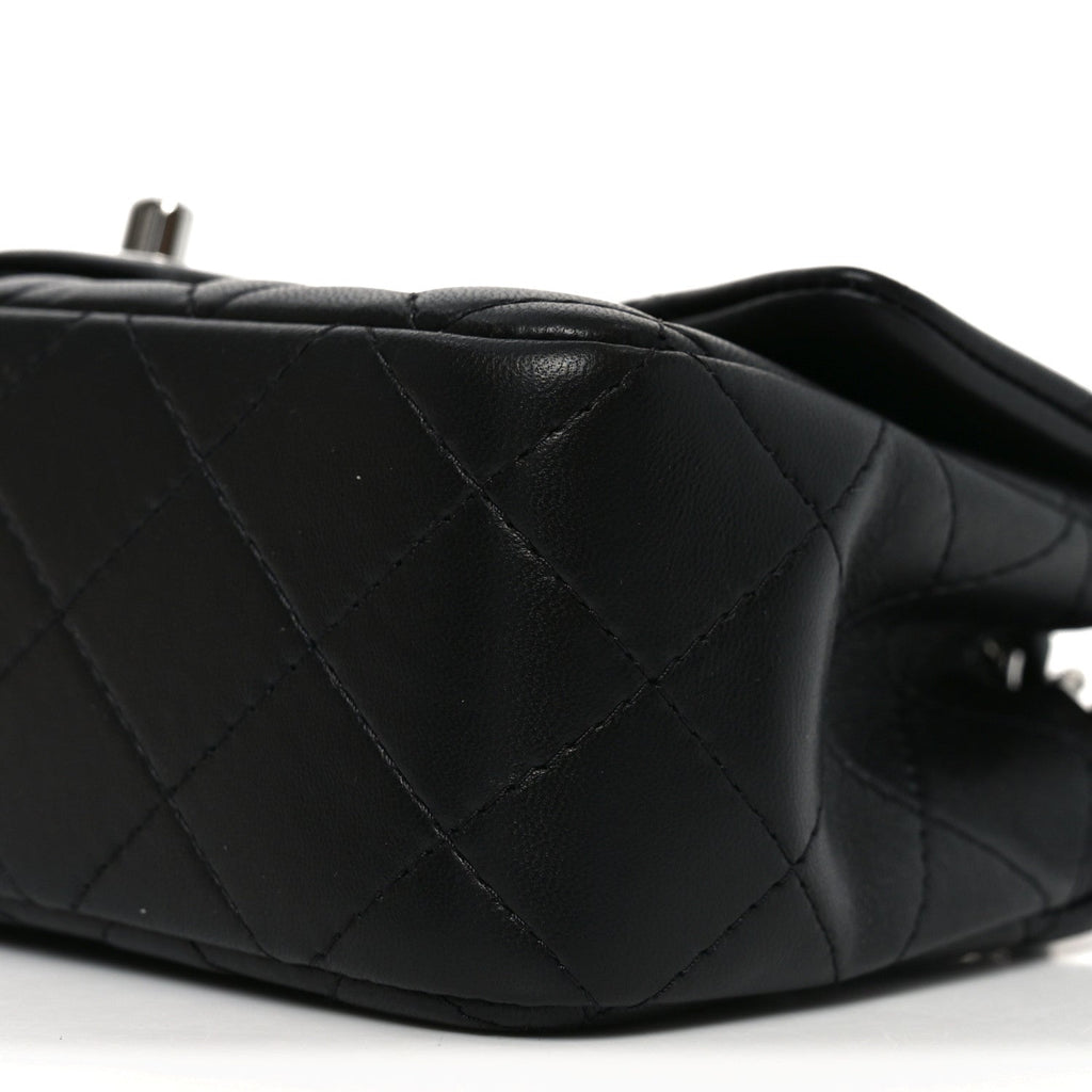 Lambskin Quilted Mini Rectangular Flap Black