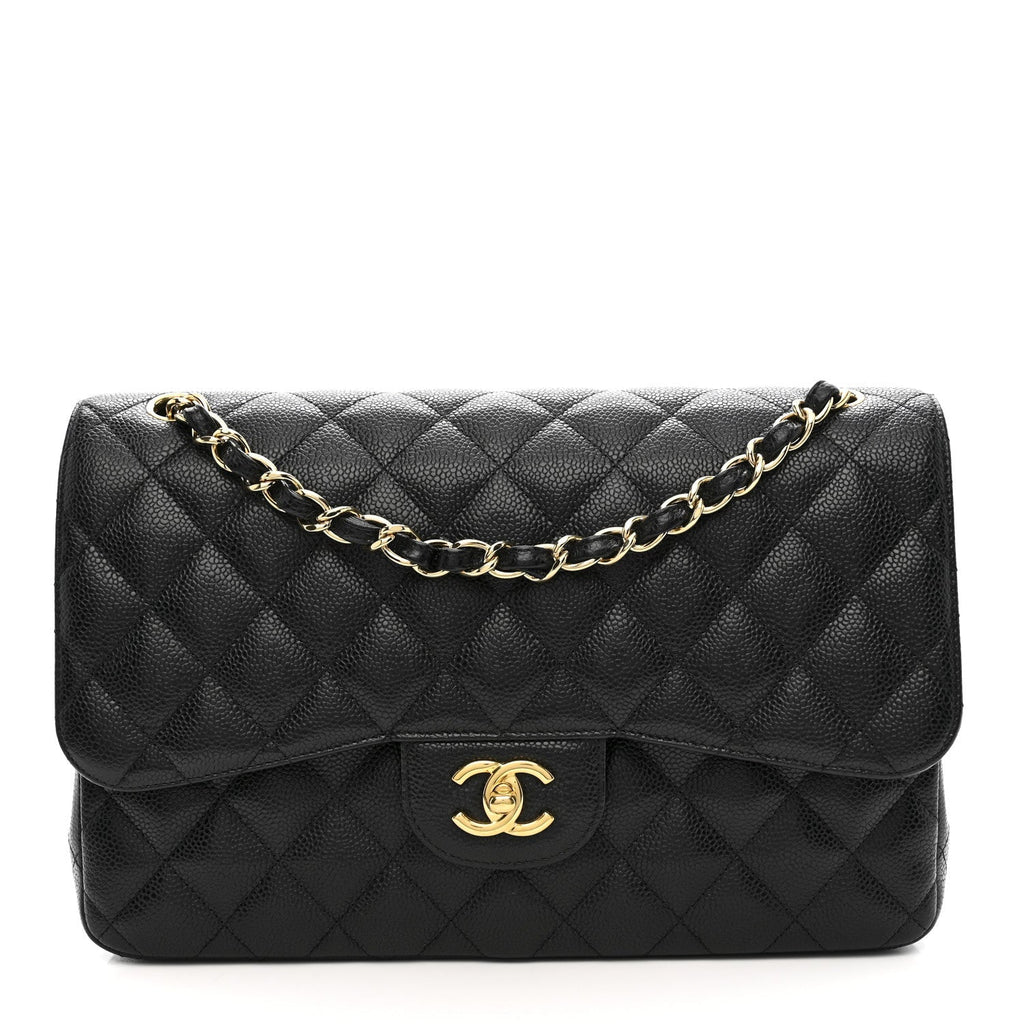 Caviar Quilted Jumbo Double Flap Black