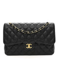 Caviar Quilted Jumbo Double Flap Black