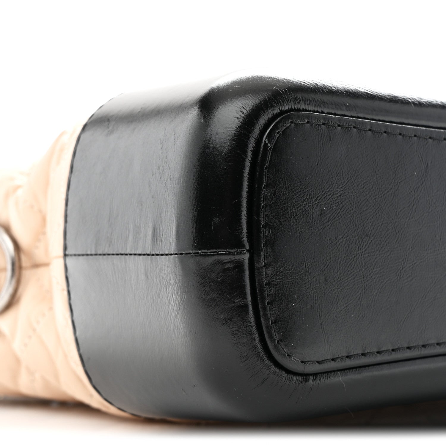 Aged Calfskin Quilted Medium Gabrielle Hobo Beige Black