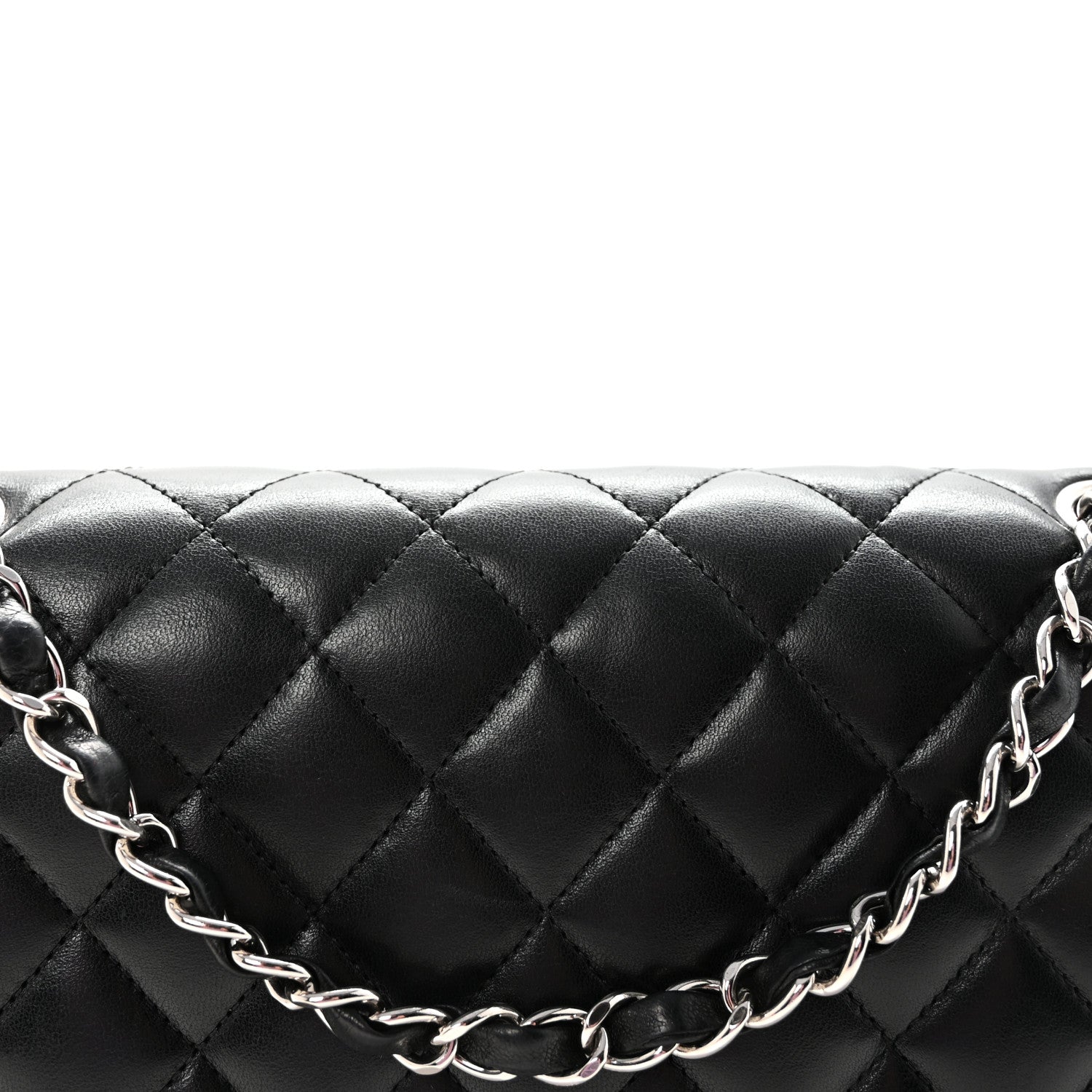 Lambskin Quilted Medium Double Flap Black