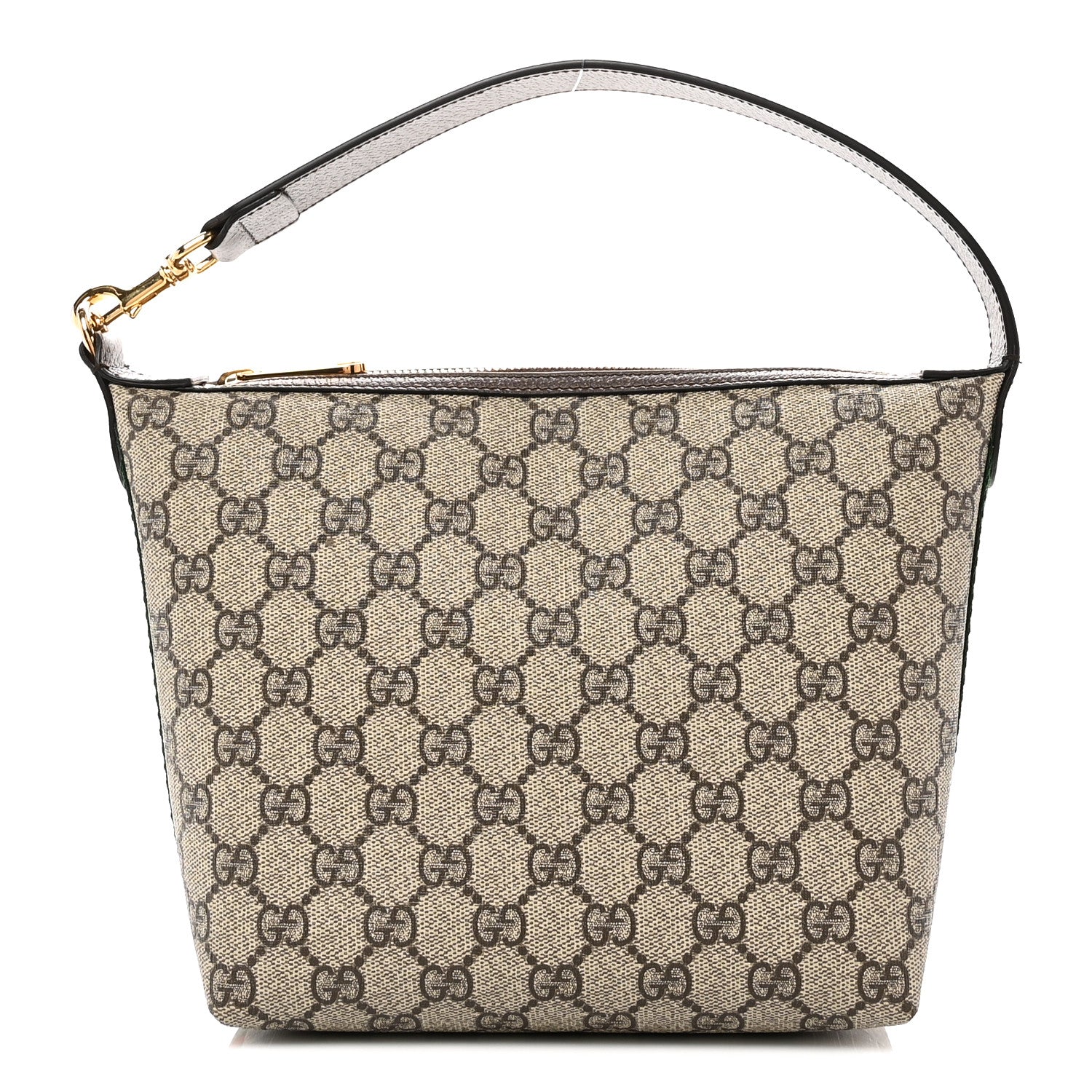 GG Supreme Monogram Textured Calfskin Web Super Mini Ophidia Shoulder Bag Beige Ebony New Acero