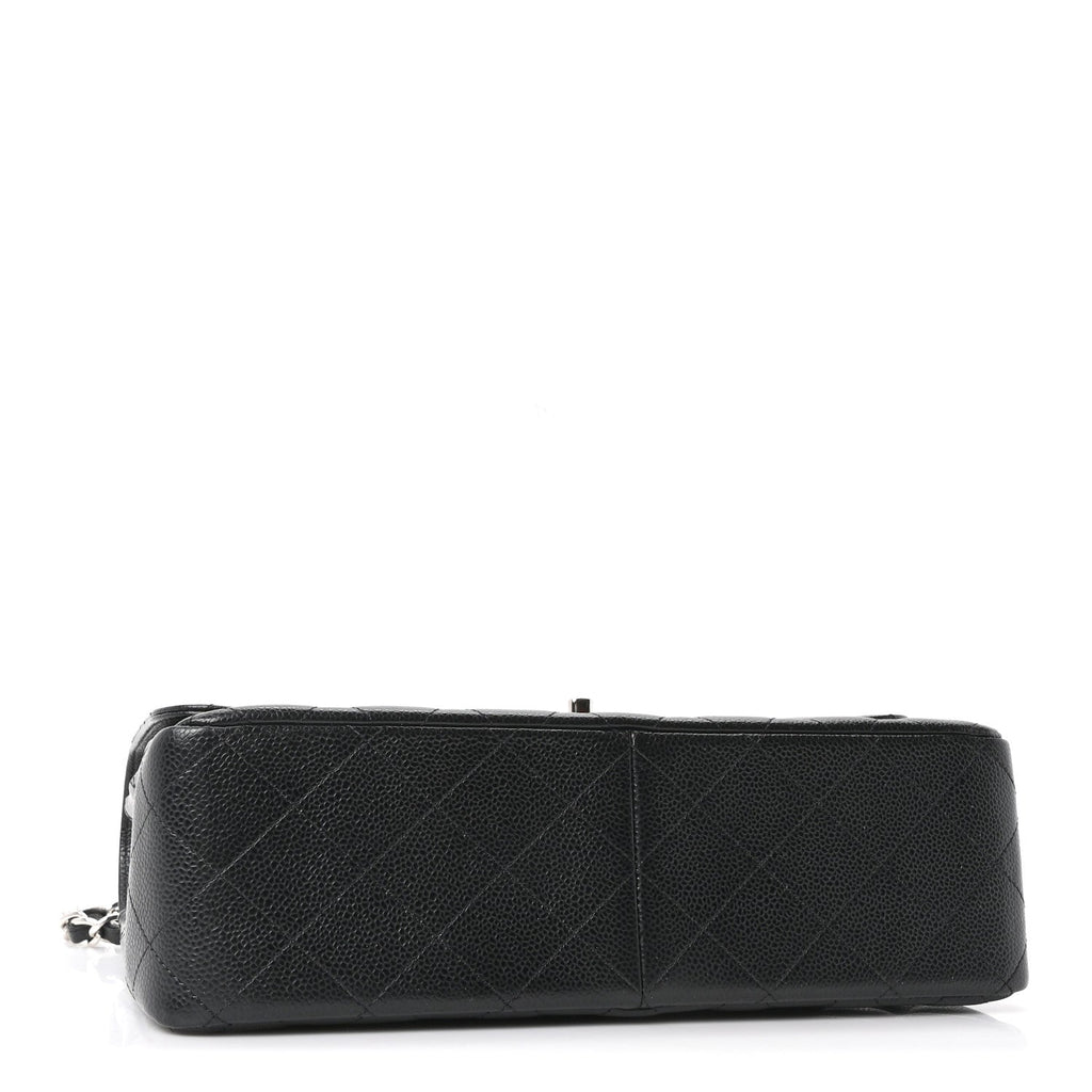 Caviar Quilted Jumbo Double Flap Black