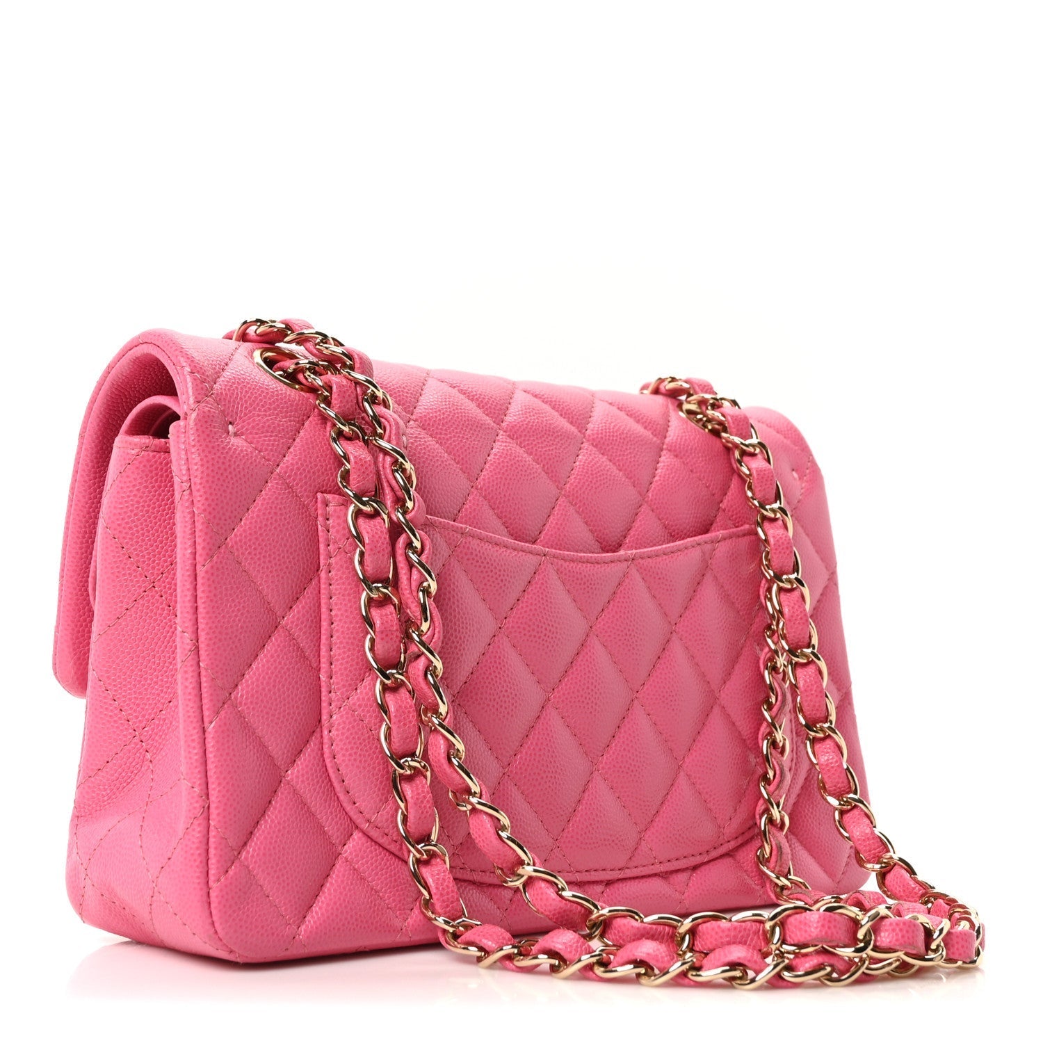 Caviar Quilted Small Double Flap Pink
