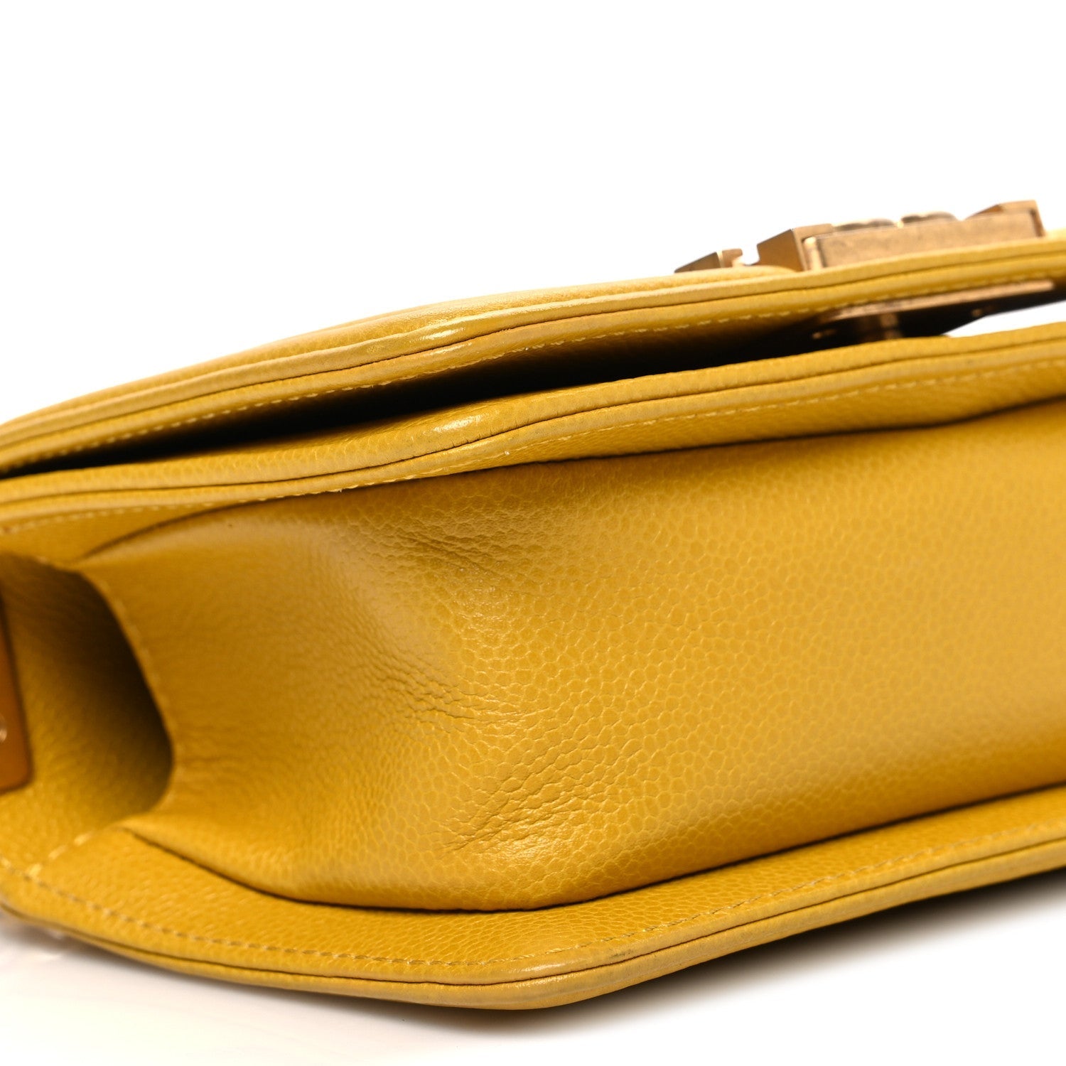 Caviar Quilted Mini Boy Flap Yellow