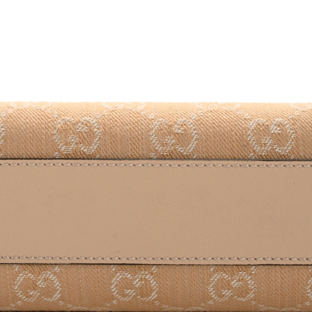Denim Calfskin GG Monogram Small Ophidia Chain Shoulder Bag Light Beige
