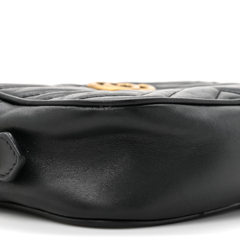 Calfskin Matelasse Mini GG Marmont Chain Shoulder Bag Black