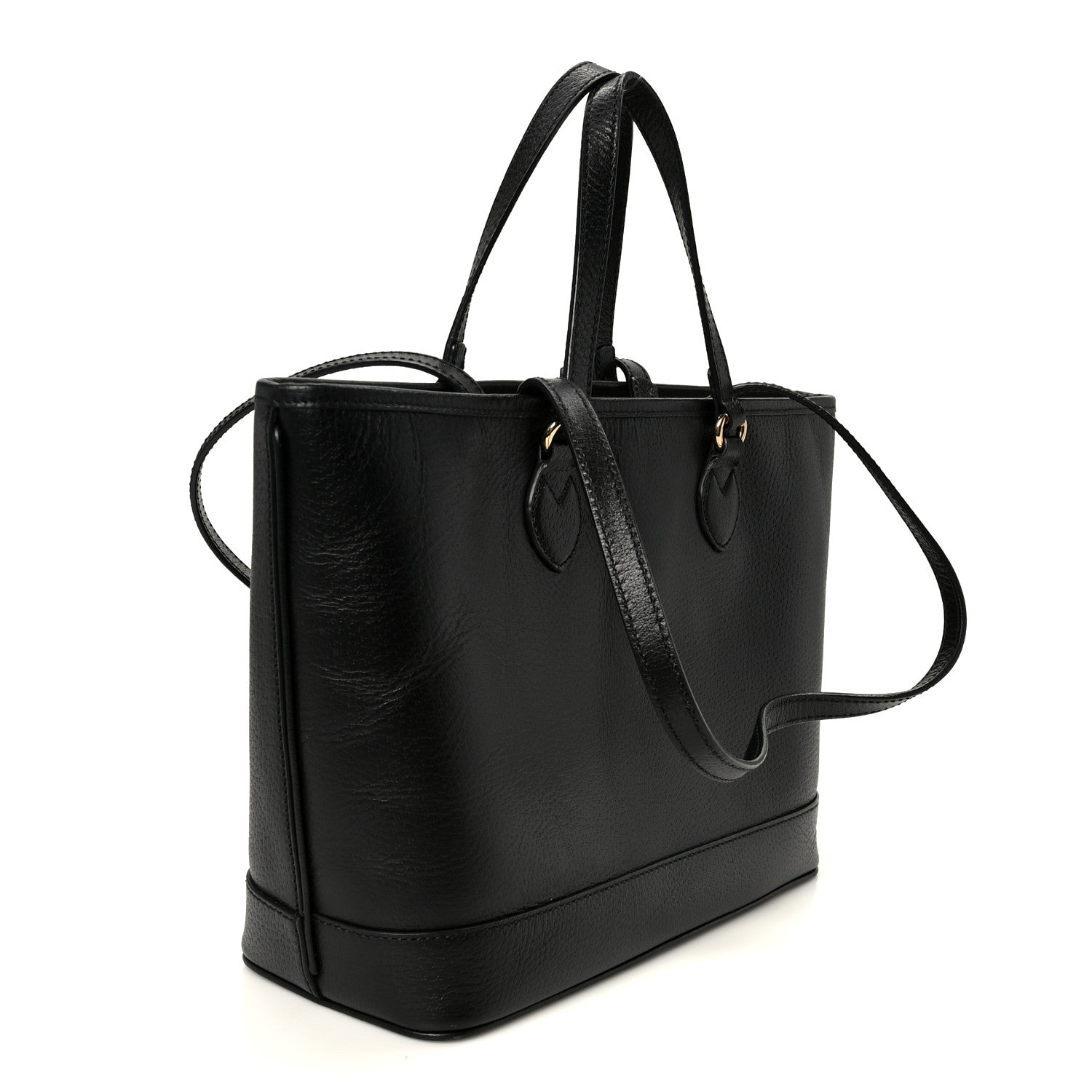 Textured Dollar Calfskin Small Ophidia Shoulder Tote Bag Black