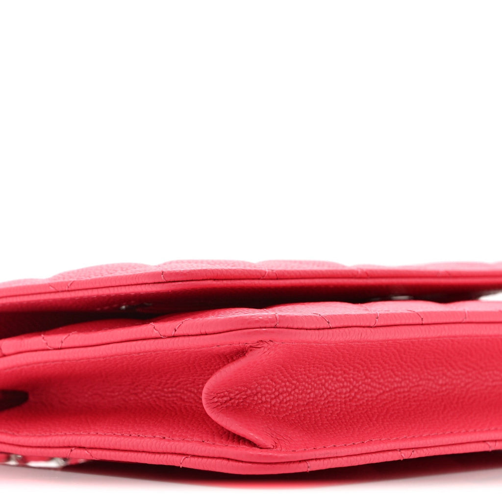 Caviar Quilted Wallet on Chain WOC Dark Pink