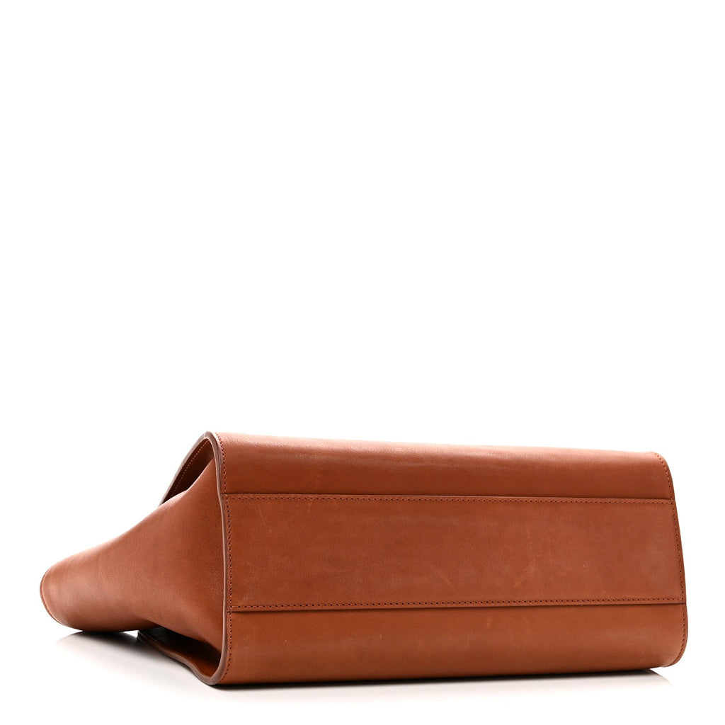Polished Saddle Calfskin Marlo 12 Tote Bag Acero