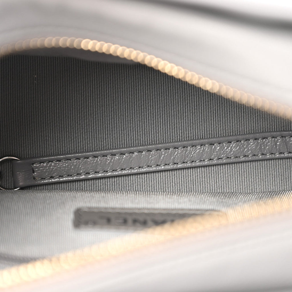 Aged Calfskin Chevron Quilted Small Gabrielle Hobo Grey