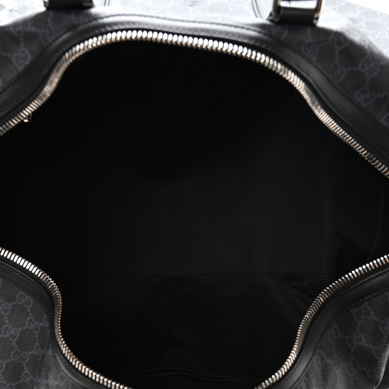 Soft GG Supreme Monogram Appia Calfskin Web Large Carry On Duffle Bag Black Grey