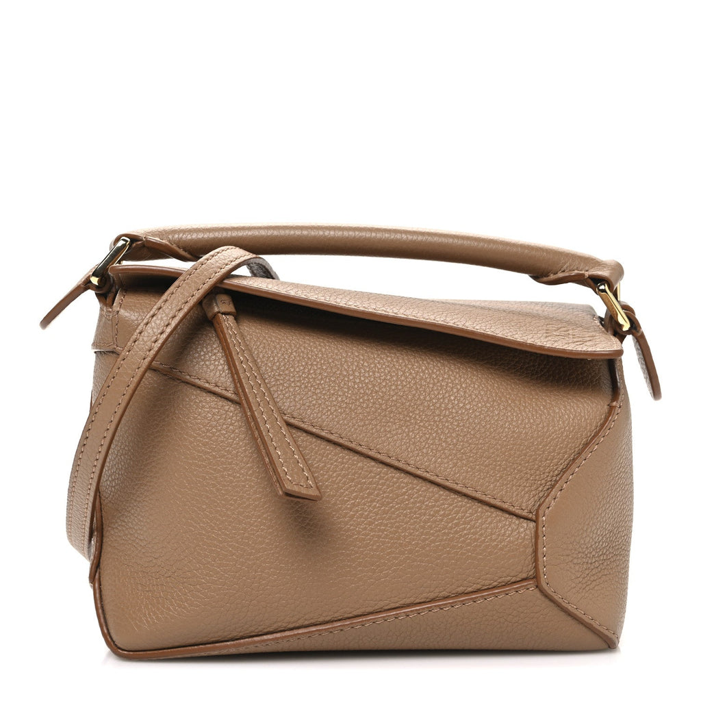 Soft Grained Calfskin Mini Puzzle Edge Toffee