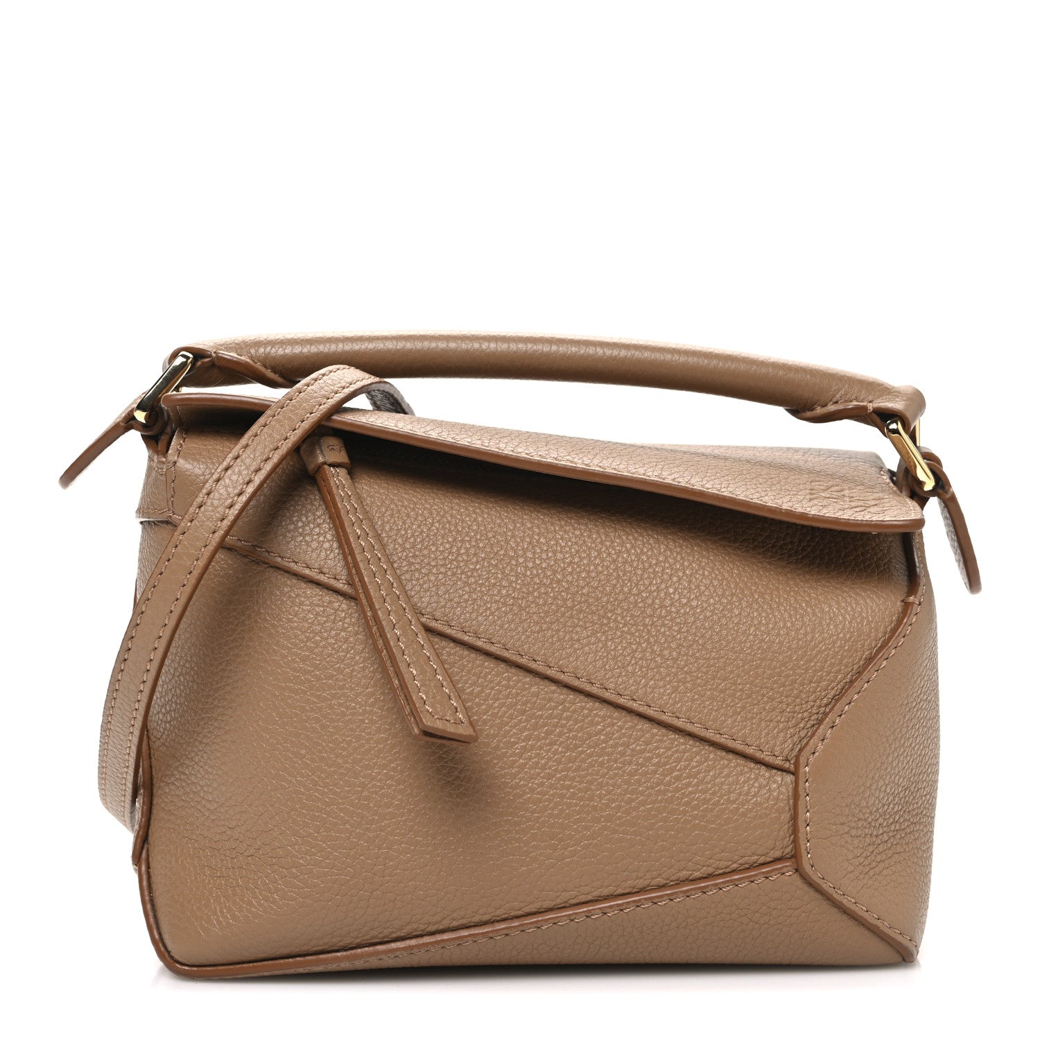 Soft Grained Calfskin Mini Puzzle Edge Toffee