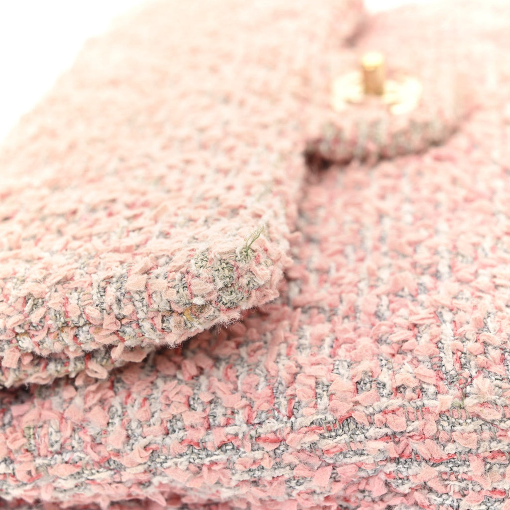 Tweed Medium Double Flap Pink